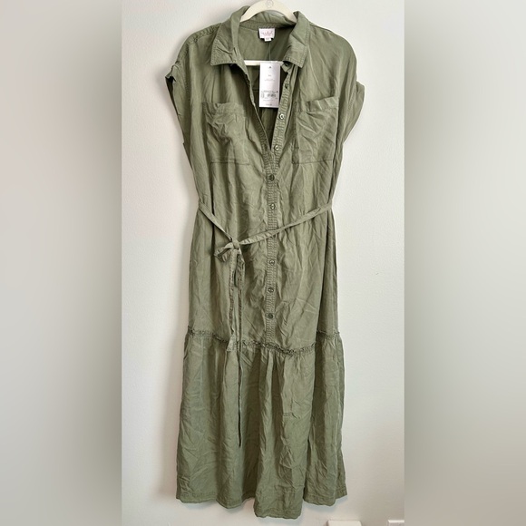 Isabel Maternity by Ingrid & Isabel Dresses & Skirts - Isabel Olive Green Button-Down Midi Dress